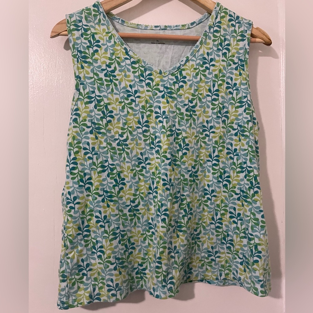 4/$20! Vintage Croft & Barrow Floral Green and Blue Women's Top